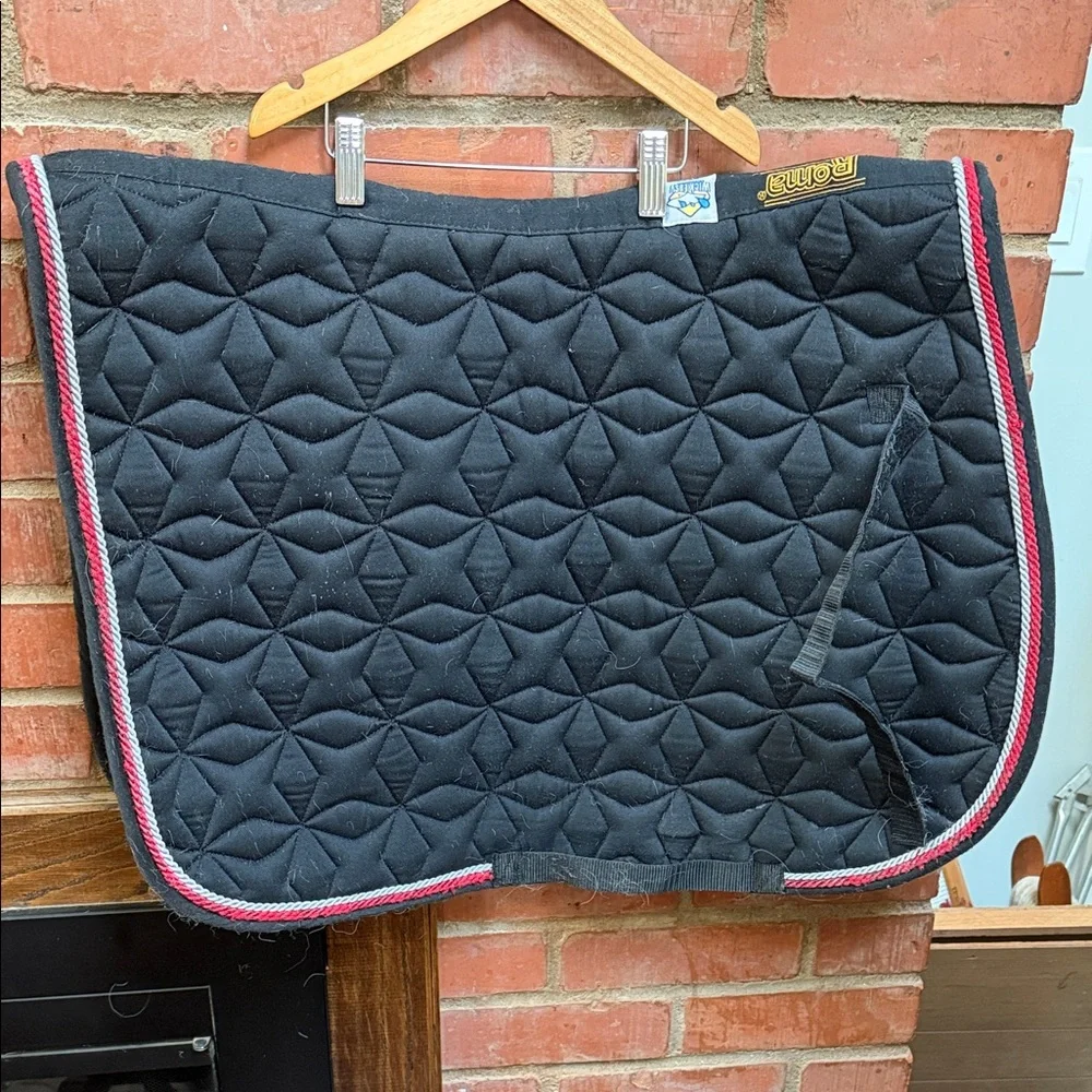 Roma Ecole Star Quilted Full Saddle Pad with Red and Gray Trim - Picture 1 of 9